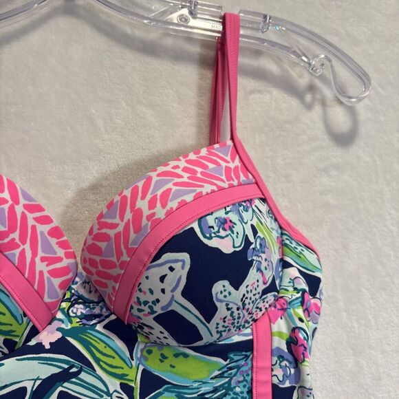 Lilly Pulitzer Palma Swimsuit One Piece Size 4 Sway This Way Deep Sea Navy Beach - Picture 3 of 16